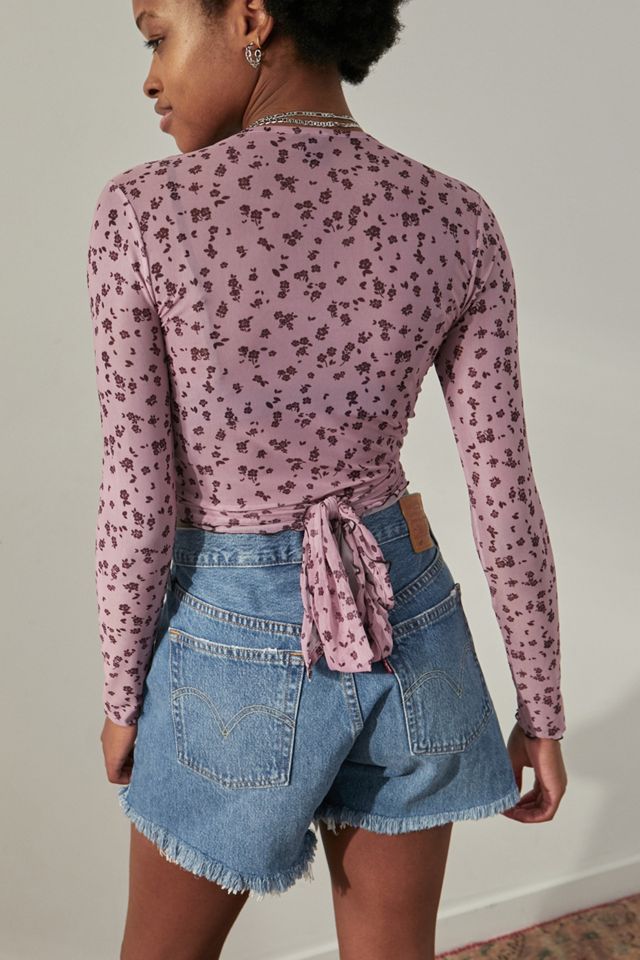 UO - Haut enveloppant à manches longues imprimé floral  #3