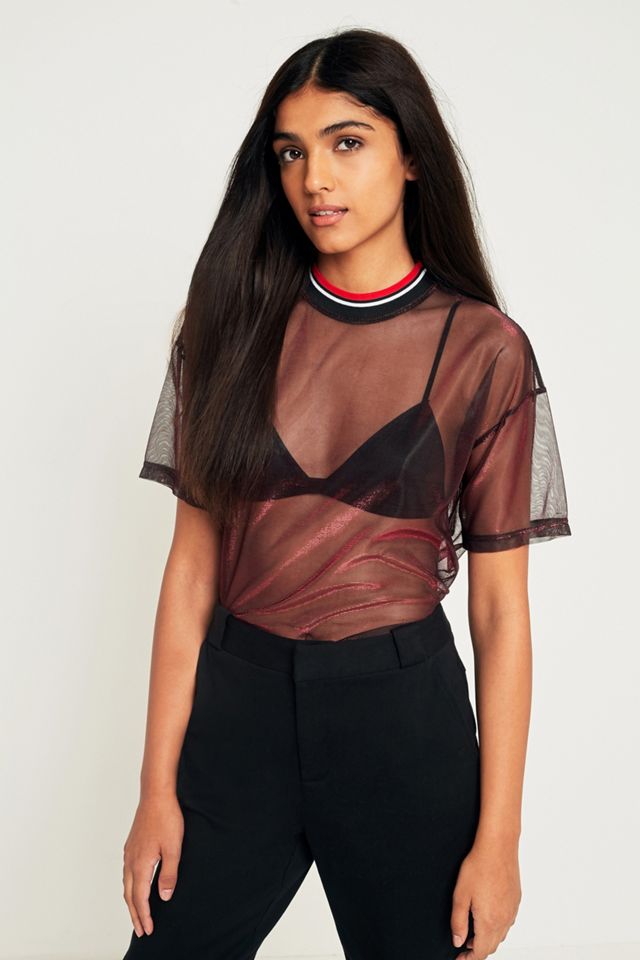 Light Before Dark Mesh Lettuce Edge Crop Top