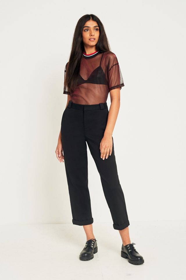 Light Before Dark Striped Neck Liquid Mesh T-Shirt #3