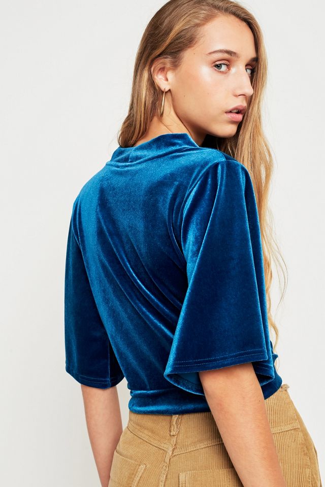 Alfileres y agujas recortados Velvet Navy Wrap Top #3