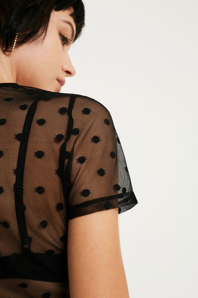 UO Short-Sleeve Dobby Mesh Ruched Top #3