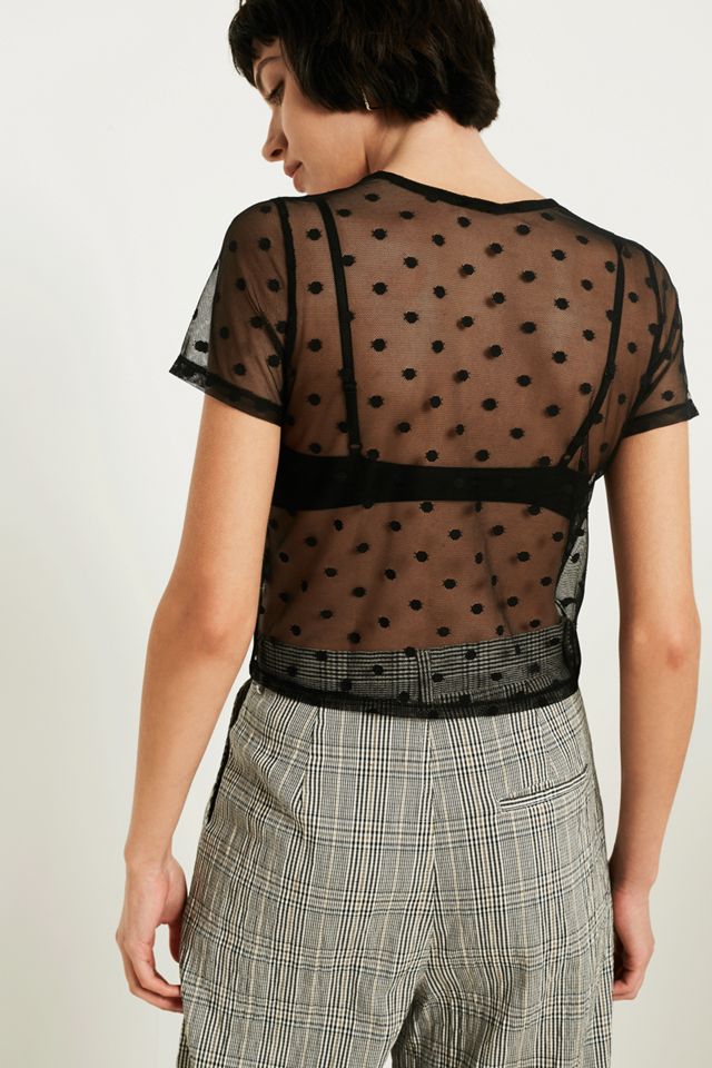 UO Short-Sleeve Dobby Mesh Ruched Top #4