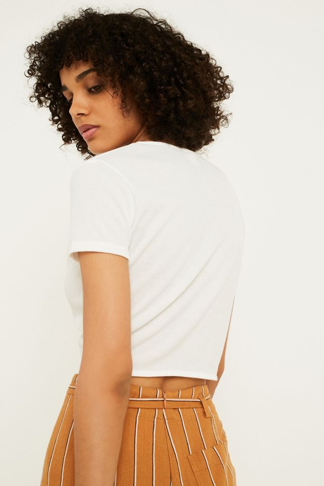 UO Rib-Knit Tie-Front Top #3