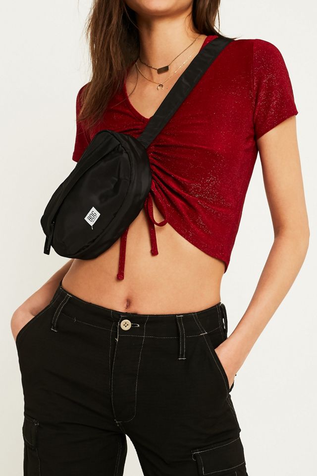 UO Short-Sleeve Ruched Front Shimmer T-Shirt #2