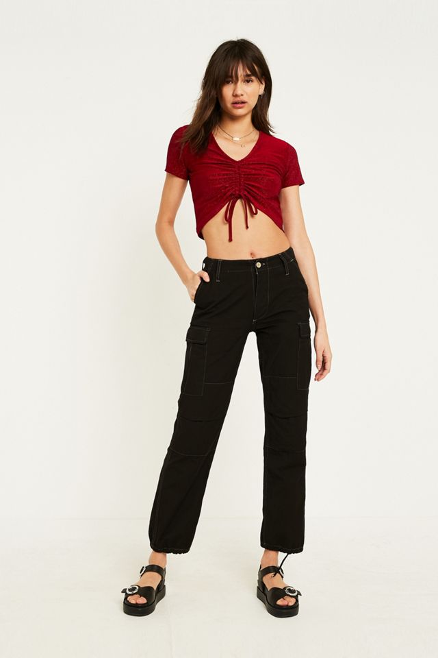 UO Short-Sleeve Ruched Front Shimmer T-Shirt #3