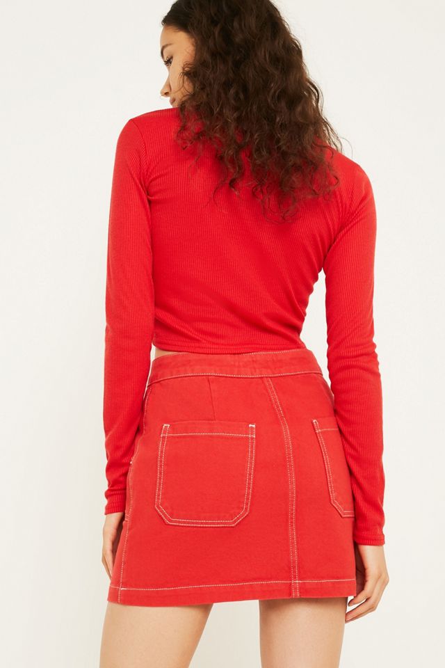 UO Rib-Knit Ruched Long-Sleeve Top #3