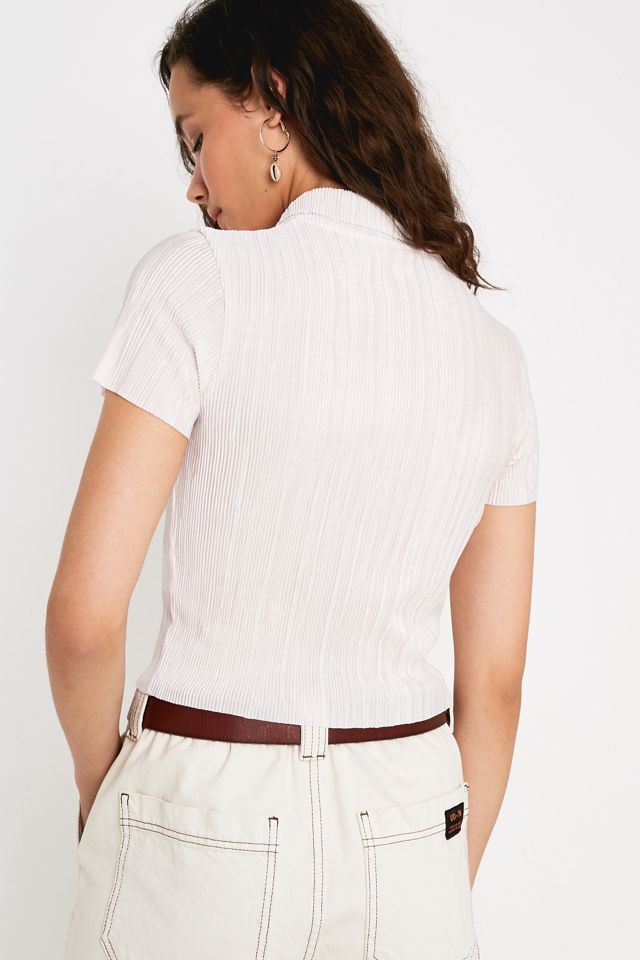 UO - Chemise plissée rose à manches courtes #3