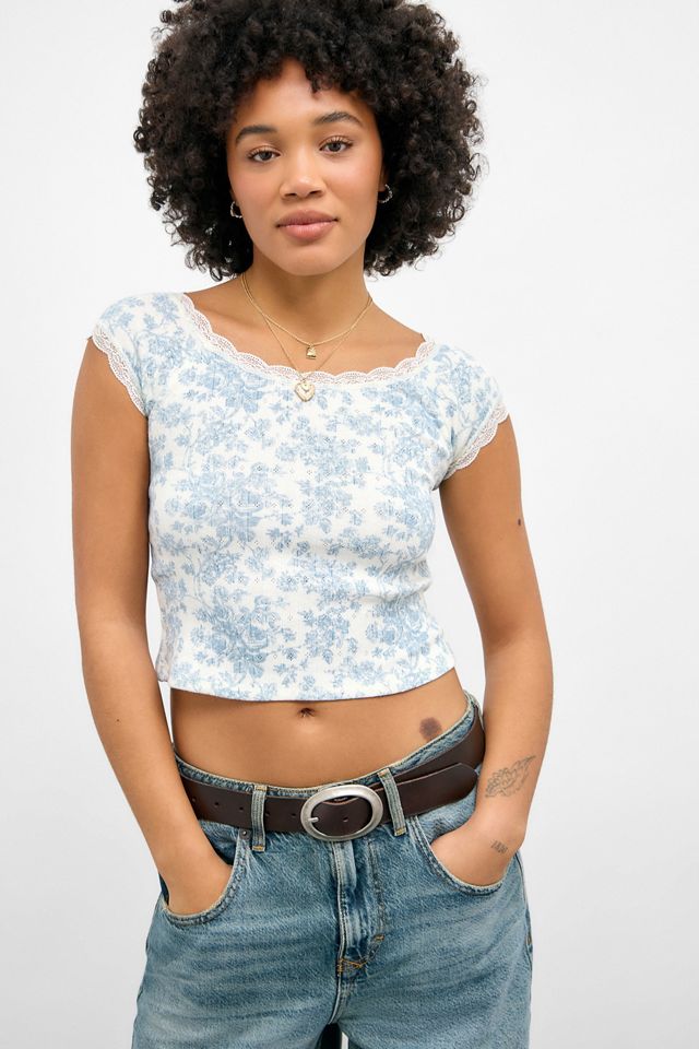 Kimchi Blue Top de Pointelle Estampado Isla #2