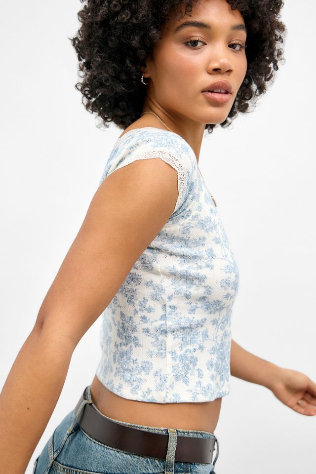 Kimchi Blue Top de Pointelle Estampado Isla #4