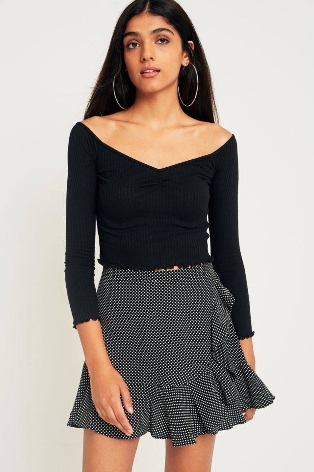 UO Bardot Sweetheart Off-the-Shoulder Ribbed Top | Urban Outfitters UK