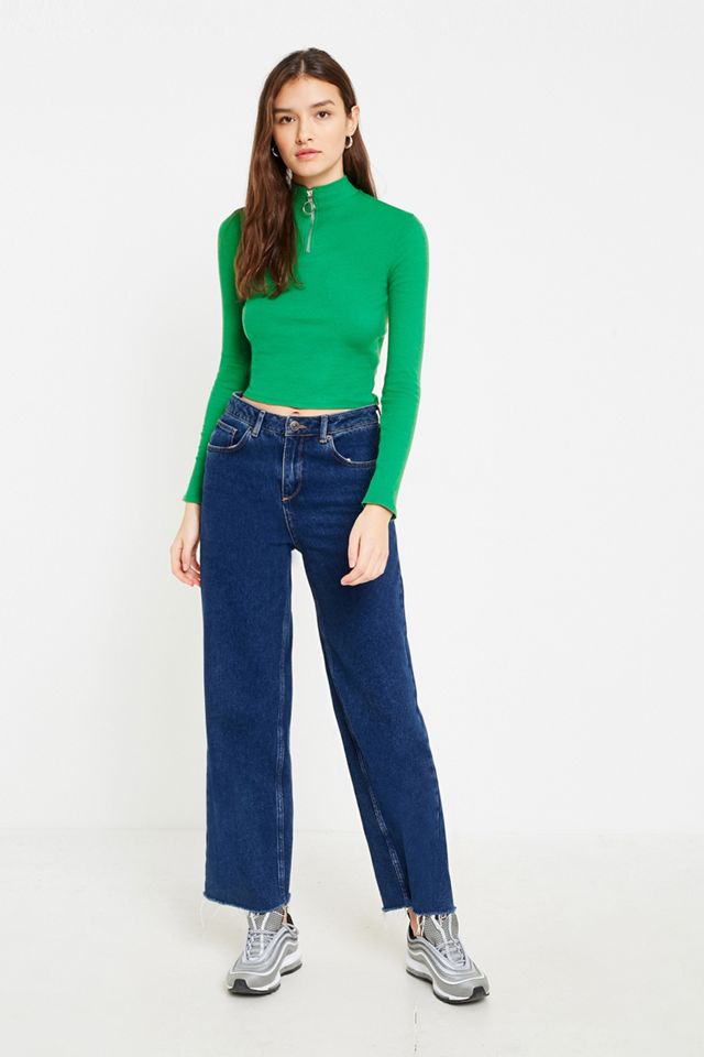 UO Ribbed Half-Zip Funnel Neck Top #1