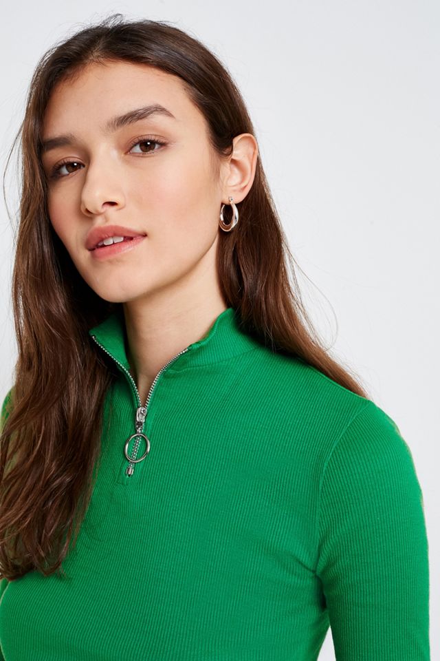 UO Ribbed Half-Zip Funnel Neck Top #2