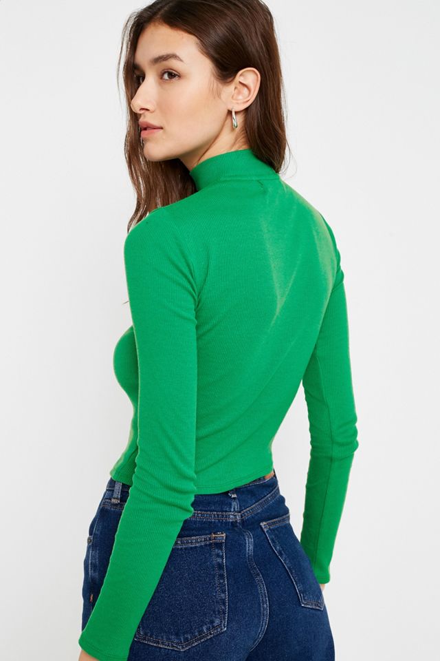 UO Ribbed Half-Zip Funnel Neck Top #3