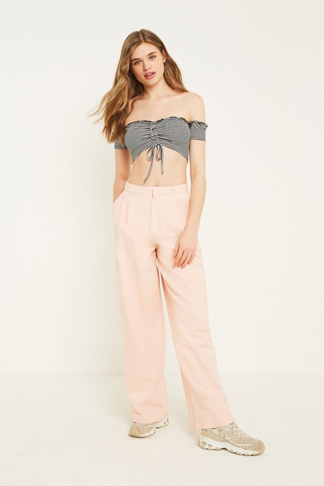 Urban Outfitters – Gestreiftes Bandeau-Oberteil mit Raffung und Schnürung #2