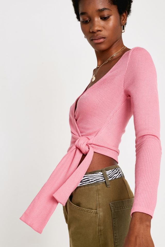 Long sleeve wrap sales tops