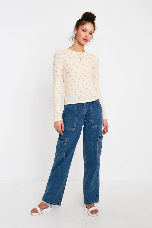 UO Ditsy Floral Slim Grandad Long-Sleeve Top #1