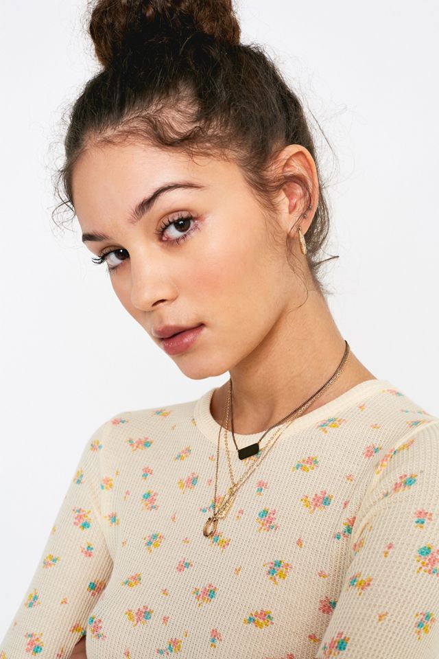 UO Ditsy Floral Slim Grandad Long-Sleeve Top #3