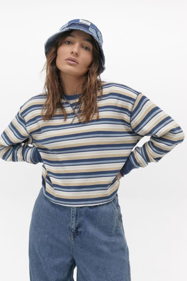 UO Granddad Stripe Long Sleeve Top | Urban Outfitters UK