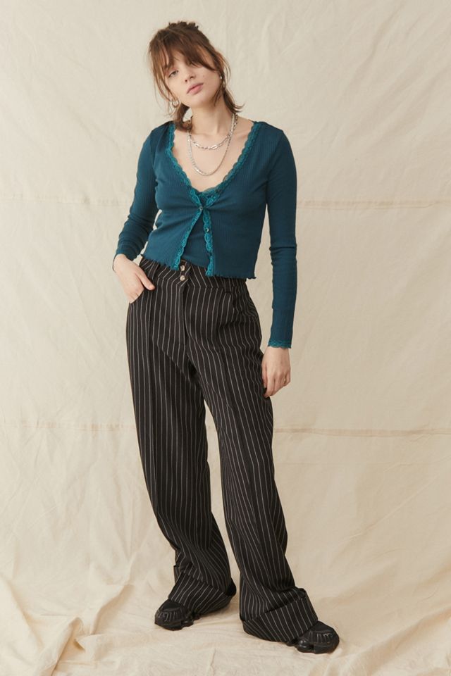 UO Ribbed Lace Cardigan & Cami Twin Set #1