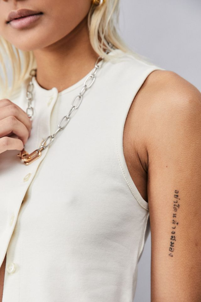 UO Lexi White Button-Through Tank Top #2