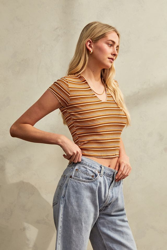 UO Stripe Nala Notch Neck Top 