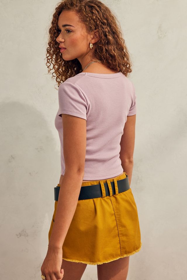 UO Krissy Ribbed V-Neck T-Shirt #3