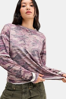 BDG Arlo Camo Burnout Long Sleeve Tee