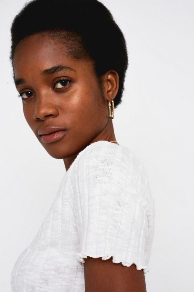 UO - Haut côtelé à boutons avec ourlet ondulé #1