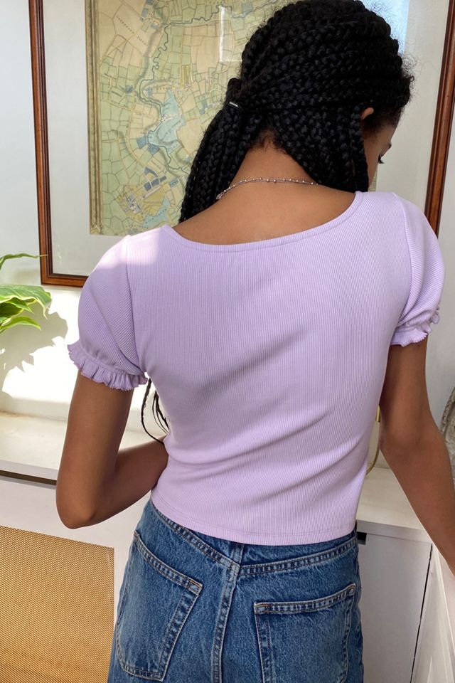 UO Hayley Ribbed Lace-Up Top | Urban Outfitters UK