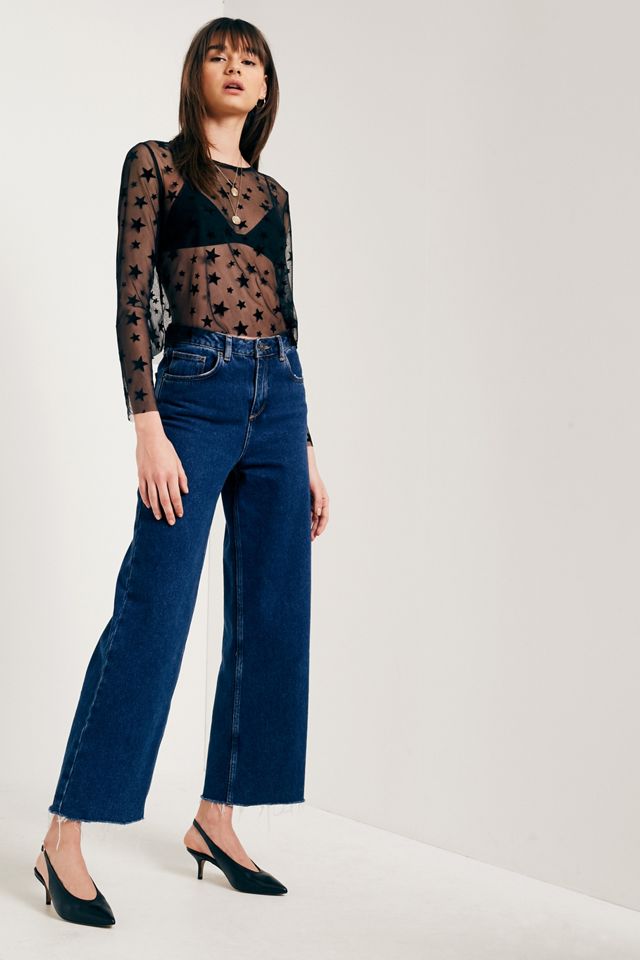UO Flocked Star Sheer Mesh Top #1