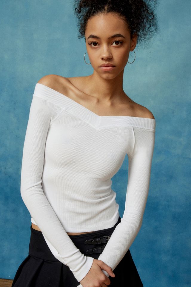 long sleeve shoulderless shirt