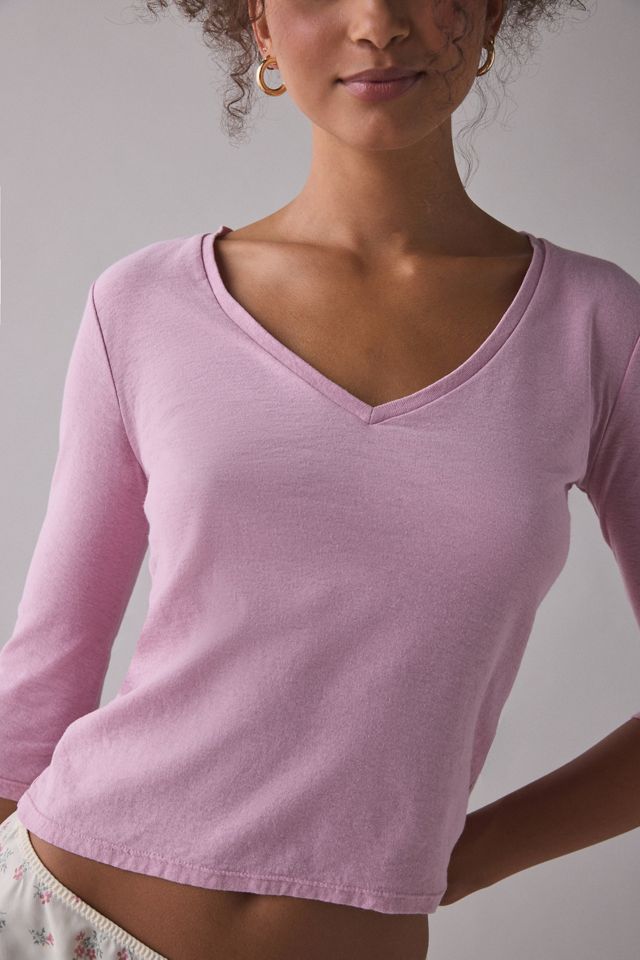 UO Spill The Tee V-Neck 3/4 Sleeve T-Shirt #1