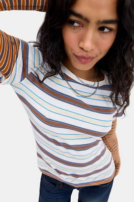 BDG Spill The Tee Striped Double Layer Tee