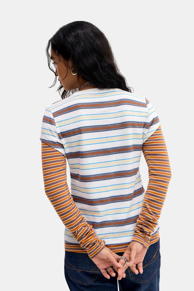 BDG Spill The Tee Striped Double Layer Tee #2