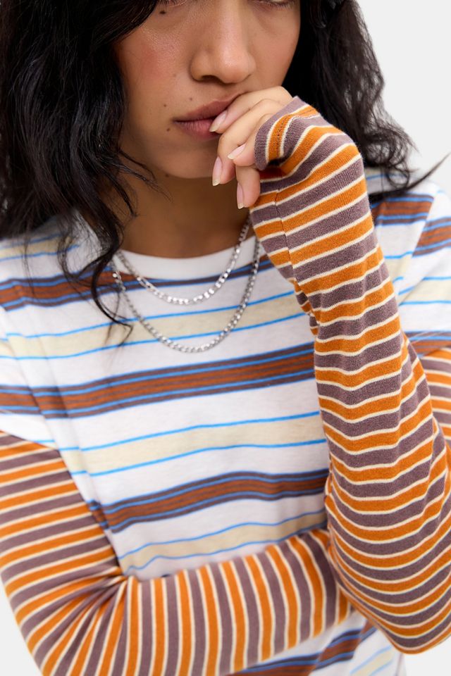 BDG Spill The Tee Striped Double Layer Tee #3