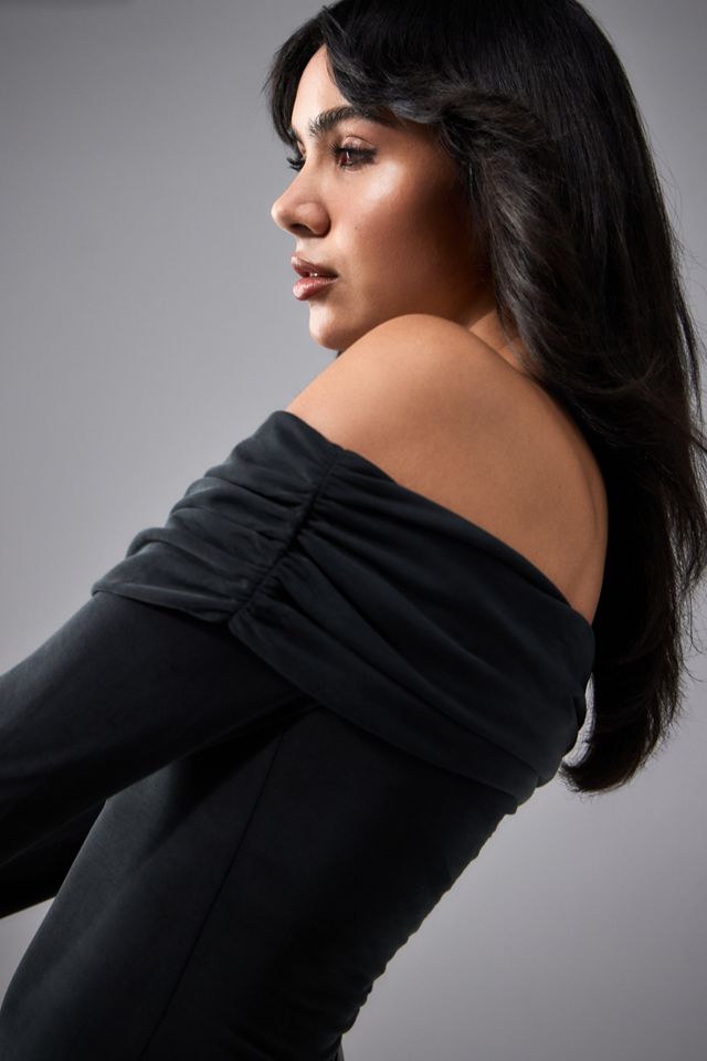 UO Fern Long-Sleeved Cupro Off-The-Shoulder Top #2