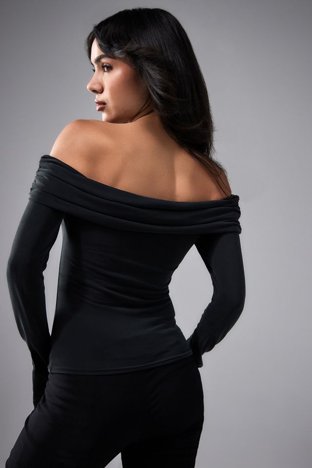 UO Fern Long-Sleeved Cupro Off-The-Shoulder Top #3