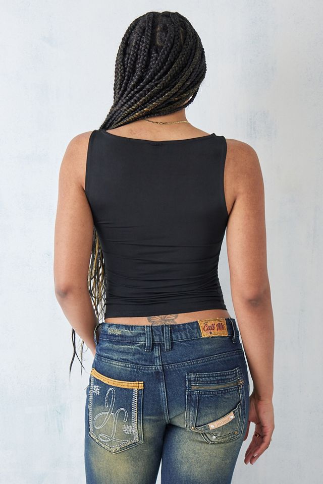 UO Black Lia Slinky Slash Neck Tank Top #3