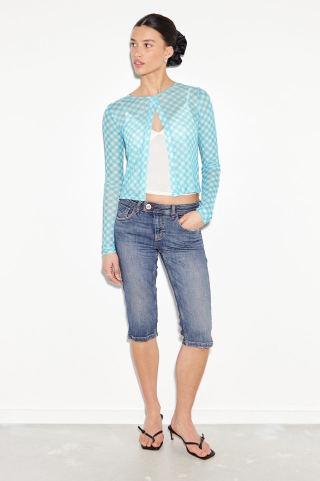 Silence + Noise Haze Gingham Mesh Cardigan #1