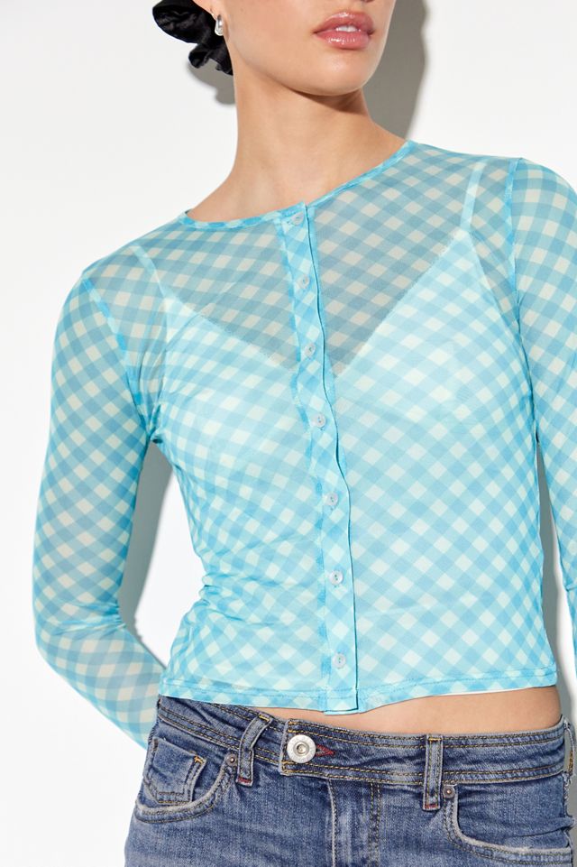 Silence + Noise Haze Gingham Mesh Cardigan #2