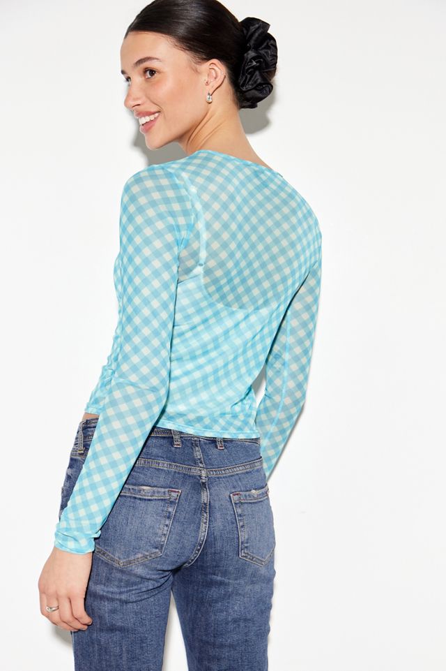 Silence + Noise Haze Gingham Mesh Cardigan #3