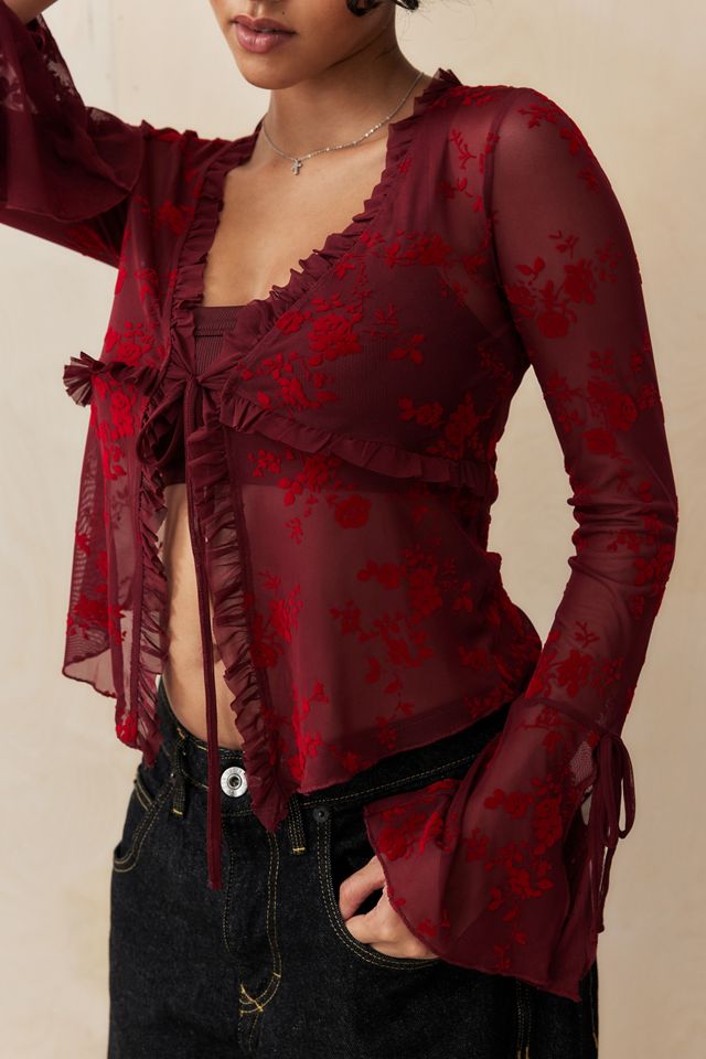 Silence + Noise Tilly Flock Tie-Up Cardigan #1
