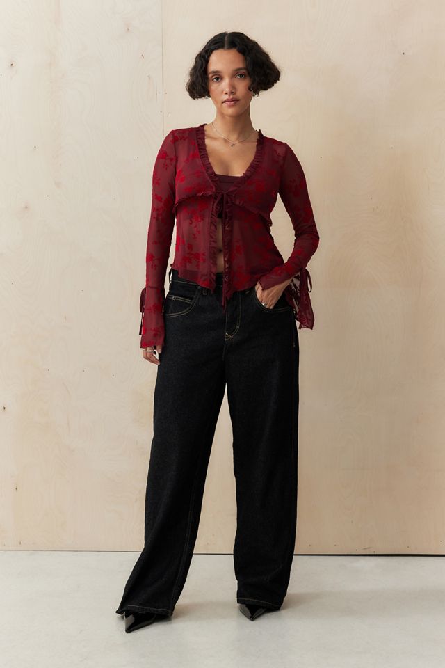 Silence + Noise Tilly Flock Tie-Up Cardigan #2