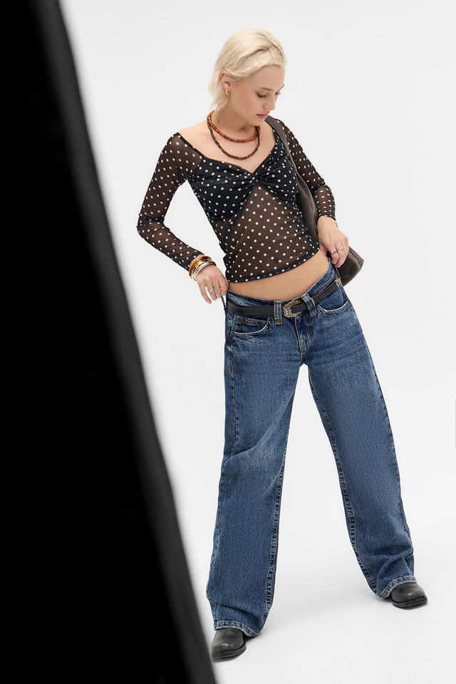 Silence + Noise Aria Dot Mesh Long Sleeve Top #1