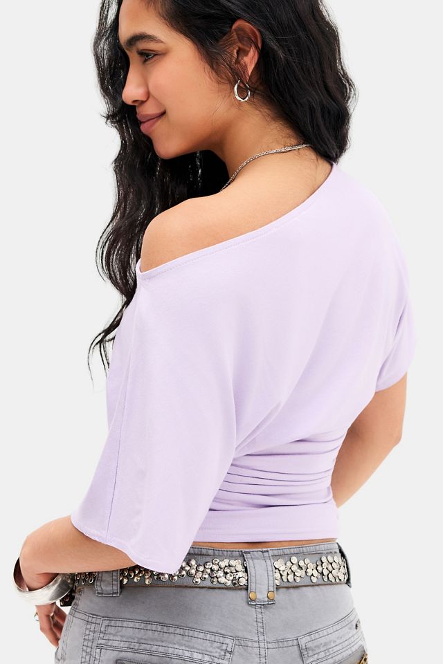 Silence + Noise Sasha Slash Neck Ruched Waist T-Shirt #3