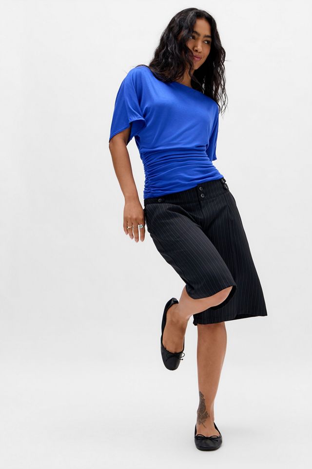 Silence + Noise Sasha Slash Neck Ruched Waist T-Shirt #1