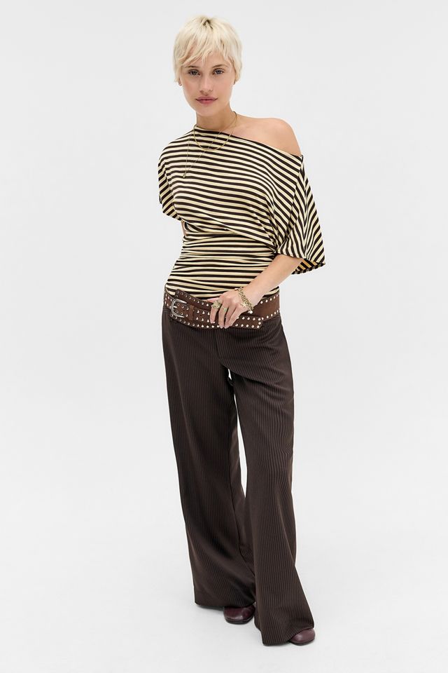 Silence + Noise Sasha Slash Neck Ruched Waist T-Shirt #1