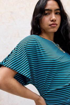 Silence + Noise Sasha Slash Neck Ruched Waist T-Shirt