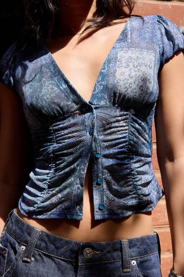 Silence + Noise Penny Ruched Mesh Shirt #2