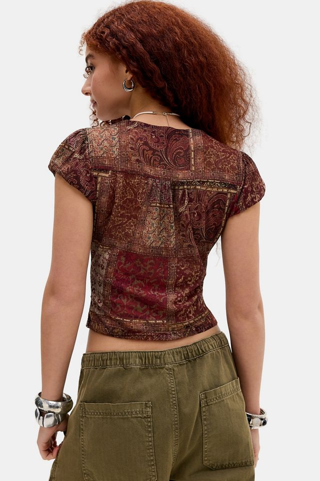 Silence + Noise Penny Ruched Mesh Shirt #3